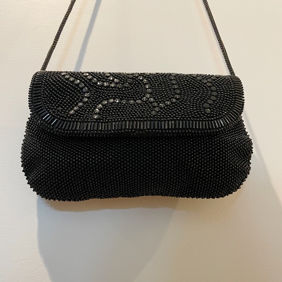 Vintage 80s Holiday Fair Black Beaded Handbag/Clutch - Picture 5 of 15